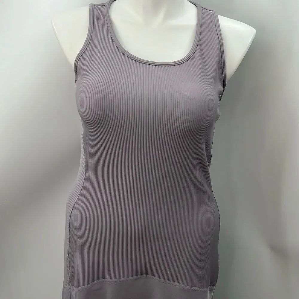 Athleta large lilac athletic fitted ribbed dress